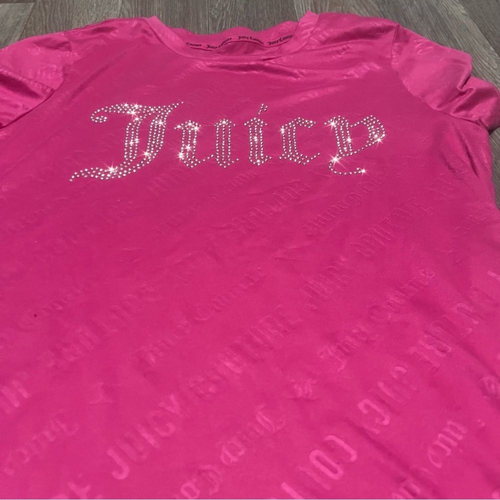 Juicy Couture Hot pink Sleepwear Nighshirt Dress Size Small Rhinestone Logo - Picture 2 of 6